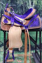 WESTERN BARREL RACING TRAIL PLEASURE LEATHER HORSE SADDLE HEADSTALL COLLAR SET