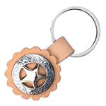 HILASON WESTERN TACK GENUINE LEATHER KEYCHAIN GOLD ROUND STAR CONCHO GIFT