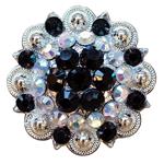 BLACK AB CRYSTAL 1-1/4in. BERRY CONCHO RHINESTONE SADDLE TACK COWGIRL