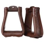 TOUGH-1 DARK OIL LEATHER ROYAL KING DEEP ROPER HORSE SADDLE STIRRUPS
