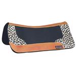 FP202A-F HILASON WESTERN WOOL FELT GEL SADDLE PAD BLACK W/ CHEETAH PRINT LEATHER