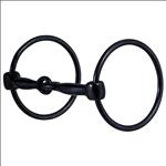 AH282 HILASON BLACK STEEL RING SNAFFLE MOUTH HORSE BIT