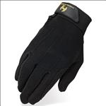 HERITAGE STRETCHABLE COTTON GRIP GLOVE HORSE RIDING EQUESTRIAN BLACK
