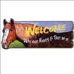 Welcome Horse Wood Sign