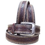 32-46  TONY LAMA AGED BARK BROWN 1.5  FLORAL TOOL JAGGED RAIL LEATHER MEN BELT