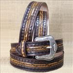 SILVER CREEK BROWN BARB WIRE WILLIE COWBOY WESTERN EMBOSSED LEATHER MENS BELT