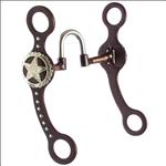 HILASON BROWN CURB HORSE BIT CORRECTION MOUTH W/SS PORT INLAID COPPER ON BARS
