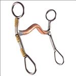 HILASON STAINLESS STEEL CURB HORSE BIT W/BRASS TRIM 5  MED PORT MOUTH6 CHEEK