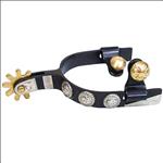 HILASON BLACK STEEL YOUTH SHOW SPURS ENGRAVED GERMAN SILVER TRIM AND CONCHOS
