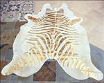 S1068 HILASON HAIR ON LEATHER PURE BRAZILIAN COWHIDE SKIN RUG CARPET GOLD ZEBRA