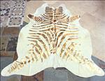S1069 HILASON HAIR ON LEATHER PURE BRAZILIAN COWHIDE SKIN RUG CARPET GOLD ZEBRA