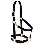 WEAVER BLACK NYLON BASIC ADJUSTABLE CHIN AND THROAT SNAP HORSE HALTER