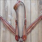 SALE!! HILASON CROCODILE LEATHER HORSE ONE EAR HEADSTALL BREAST COLLAR BROWN