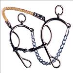 REINSMAN SHORT SHANK ROPE NOSE HACKAMORE HORSE BIT TWISTED WIRE DOG BONE SNAFFLE