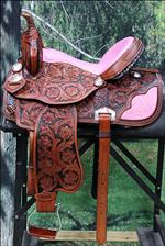 OS189M HILASON WESTERN BARREL RACING TRAIL PLEASURE RIDDING HORSE LEATHER SADDLE